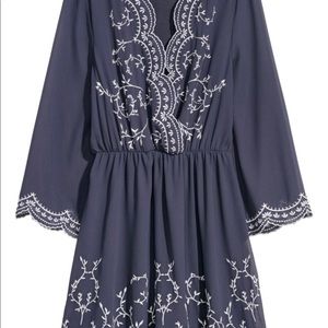 H&M Embroidered Dress size 4 Dark Blue